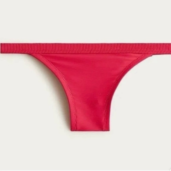 NWT J. Crew Ribbed-trim Hipster Full-coverage Bikini Bottom Dark Pink Sz S - Picture 1 of 14